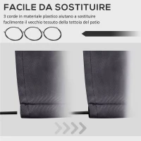 Outsunny Telo di Ricambio per Tenda a Bracci Retrattile in Poliestere Anti UV da 3.6x3 m, Grigio(m-5)