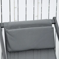 Outsunny Lot de 2 bain de soleil, chaise longue pliante avec appuie-tête en textilène inclinable 60 x 100 x 85 cm gris foncé(m-8)