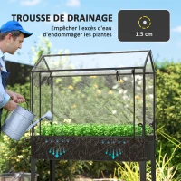 Outsunny Carré potager sur pieds avec bâche en PVC jardinière surélevée avec roues trou de drainage 100 x 45 x 152 cm noir(m-6)