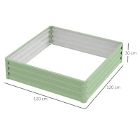 Outsunny Tuinbed, Plantenbak met Metalen Frame, Groen, 120 x 120 x 30 cm(m-3)