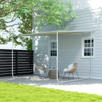 Outsunny Cenador de Jardín 3x3 m con Ruedas Protección UV 30+ Impermeable Sacos de Arena y Marco de Acero Crema(m-2)