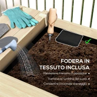 Outsunny Fioriera Rialzata con Tavolino Laterale e Ripiano Porta Attrezzi Inferiore, in Legno di Abete, 207x59x78 cm(m-6)