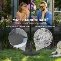 Outsunny Base de parasol 9 kg en résine pour mât de 34, 38, 48 mm, support de parasol, 49 x 31 x 33 cm, noir(m-5)