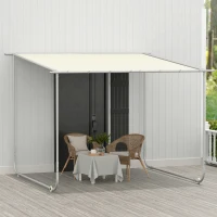 Outsunny Cenador de Jardín 3x3 m con Ruedas Protección UV 30+ Impermeable Sacos de Arena y Marco de Acero Crema(m-8)