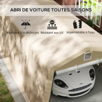 Outsunny Tente garage carport dim. 6,2L x 3,3l x 2,4H m acier galvanisé robuste PE haute densité 150 g/m² imperméable anti-UV(m-4)