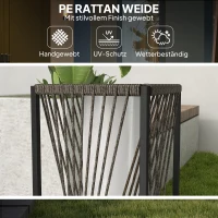 Outsunny Staande Zonnelamp Rattan met Lichtsensor 25 LED Zonnepanelen in Boho-Stijl IP44 Waterdicht Zwart+Grijs(m-6)