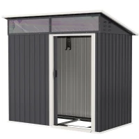 Outsunny Tuinschuur, Gereedschapsschuur met Vensters, Ventilatieopeningen, Schuifdeur, Waterdicht Staal, Weerbestendig, Donkergrijs(m-1)