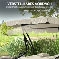 Outsunny 2-in-1 Hollywoodschaukel mit Liegefunktion, verstellbares Dach, bis 340 kg, Stahl, 200x120x164 cm, Cremeweiß(m-5)