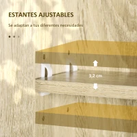 kleankin Armario de Baño de Pared con Espejo Estantes Ajustables y Toallero Diseño Compacto para Lavabo o WC 60x15x70 cm Roble(m-6)