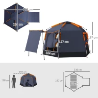 Outsunny Automatic Pop Up Camping Tent, Instant Setup 2-4 Man Tent with Mesh Windows, Waterproof & UV30+, Portable with Carry Bag for Fishing, Hiking, Backpacking, Dark Grey(m-3)