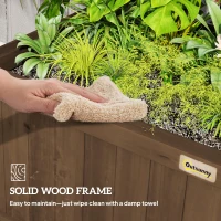 Outsunny Raised Bed with Drainage Holes, Wood Planter with Trellis for Climbing Plants to Grow Vegetables, Flowers, Brown(m-7)