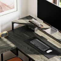 HOMCOM Industrial 'L' Shaped Multi-Work Desk - Charcoal Grey(m-9)