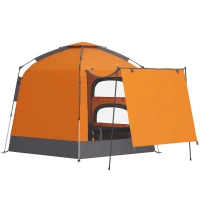 Outsunny Automatic Pop Up Camping Tent, Instant Setup 2-4 Man Tent with Mesh Windows, Waterproof & UV30+, Portable with Carry Bag for Fishing, Hiking, Backpacking, Orange(m-1)