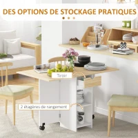 HOMCOM Table à manger pliante table de cuisine extensible pour 2 à 4 personnes 2 abattants 120 x 72 x 75 cm chêne(m-4)