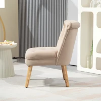 HOMCOM Poltrona per Salotto in Velluto con Seduta Imbottita e Trapuntata a Bottoni, 60x66x79 cm, Beige(m-7)