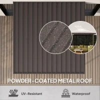 Outsunny 3 x 3(m) Garden Pergola with Waterproof Metal Roof, Lean to Pergola Hardtop Gazebo, Wind-resistant Outdoor Sun Shade, Easy to Assemble(m-4)