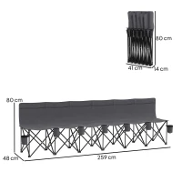 Outsunny 6 Seater Folding Camping Chair with Cup Holder & Carry Bag - Charcoal Grey(m-3)