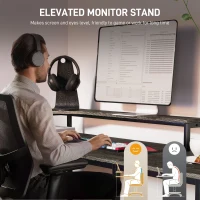 HOMCOM Industrial 'L' Shaped Multi-Work Desk - Charcoal Grey(m-5)