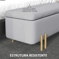 HOMCOM Banco Pé de Cama para Dormitório 70L em Veludo Pés de Metal para Entrada Sala de Estar 100x40x42 cm Cinza Claro(m-7)