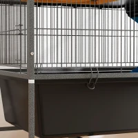 PawHut Jaula para Animales Pequeños de 3 Niveles con Rampas Antideslizantes Puertas Amplias y Ruedas con Freno 88x48x102cm Gris(m-9)