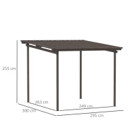 Outsunny 3 x 3(m) Garden Pergola with Waterproof Metal Roof, Lean to Pergola Hardtop Gazebo, Wind-resistant Outdoor Sun Shade, Easy to Assemble(m-3)