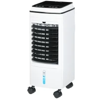 HOMCOM Ventilator, Luchtkoeler en Klimaatunit, 3 Modi, Afstandsbediening, Timer, Op Wielen, Wit(m-1)