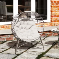 Outsunny Egg Chair with Cushion & Side Pocket - Light Grey(m-9)