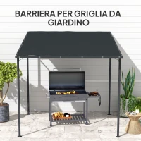Outsunny Pergola Addossata con Chiusure a Strappo, in Metallo e Poliestere, 238x238x235/194 cm, Grigio Scuro(m-7)