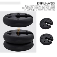Outsunny Conjunto de 4 Pesos para Pérgola Recarregável Água Areia Cimento Base para Pérgola Φ25x6cm Preto(m-5)