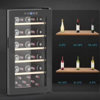 HOMCOM 41 Bottle Wine Fridge, 91 Litre Capacity, 45cm Freestanding Wine Cooler Fridge with Glass Door, LED Light, Digital Touch Screen, Temperature Control, Black(m-9)