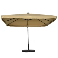 Outsunny Ampelschirm mit Moskitonetz, Inkl. Handkurbel, Lüftungsöffnung, 295 cm x 295 cm x 260 cm, Weiß + Schwarz(m-12)