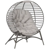 Outsunny Egg Chair with Cushion & Side Pocket - Light Grey(m-10)