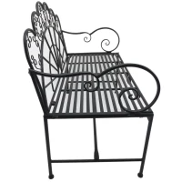 Outsunny 2-Sitzer Gartenbank robust, Parkbank rostfrei Sitzbank Bank Gartenmöbel für Terrasse, Garten und den generellen Außenbereich 107cm x 55,5cm x 90,5cm, Schwarz(m-13)