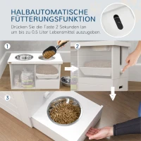 PawHut 2-in-1 Erhöhter Hundenapf Höhenverstellbar Futternapf mit Ständer 2 x 2L Edelstahlnäpfen Weiß(m-4)