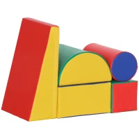 HOMCOM Set Costruzioni Morbide per Bimbi 1-3 Anni con 5 Blocchi Colorati, in Finta Pelle e Schiuma, Multicolore(m-10)