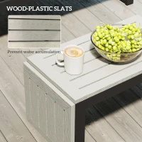 Outsunny 4 Seater L Shaped Aluminium Sectional Garden Furniture Set with 2 Loveseats and Wood-Plastic Coffee Table - Dark Grey(m-8)