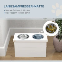 PawHut 2-in-1 Erhöhter Hundenapf Höhenverstellbar Futternapf mit Ständer 2 x 2L Edelstahlnäpfen Weiß(m-5)