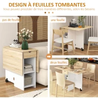 HOMCOM Table à manger pliante table de cuisine extensible pour 2 à 4 personnes 2 abattants 120 x 72 x 75 cm chêne(m-5)