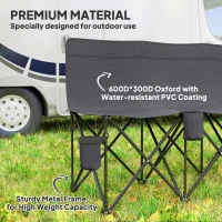 Outsunny 6 Seater Folding Camping Chair with Cup Holder & Carry Bag - Charcoal Grey(m-6)