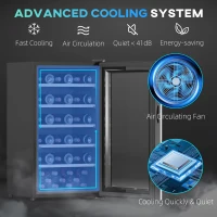 HOMCOM 41 Bottle Wine Fridge, 91 Litre Capacity, 45cm Freestanding Wine Cooler Fridge with Glass Door, LED Light, Digital Touch Screen, Temperature Control, Black(m-5)