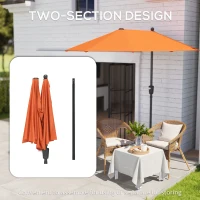 Outsunny 2m Half Parasol Umbrella - Orange(m-6)