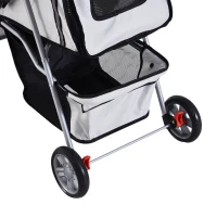 PawHut Hundewagen Hundebuggy bis 10 kg Klappbar verstellbares Vordach 2 Becherhalter Sonnendach Silber(m-9)
