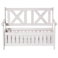 Outsunny Sitzbank mit Stauraum 2-Sitzer Gartentruhe Truhenbank Kissentruhe Aufbewahrung Weiß 115 x 61 x 85 cm(m-13)