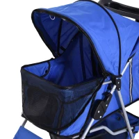 PawHut Hundewagen bis 10kg klappbar verstellbares Vordach 2 Becherhalter Bodenkorb Blau(m-12)