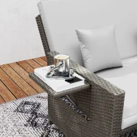Outsunny Rattan Day Bed, with Footstool - Light Grey(m-9)