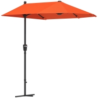 Outsunny 2m Half Parasol Umbrella - Orange