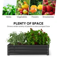 Outsunny 432L Square Raised Garden Bed Box with Weatherized Steel Frame for Vegetables, Flowers and Herbs, 120 x 120 x 30cm, Grey(m-4)