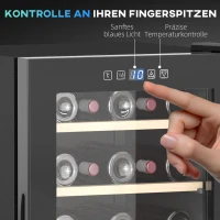 HOMCOM Weinkühlschrank für 41 Weinflaschen, 91 Liter Kapazität, Getränkekühlschrank mit LED-Anzeige, Touchscreen, Schwarz(m-4)