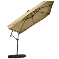 Outsunny Ampelschirm mit Moskitonetz, Inkl. Handkurbel, Lüftungsöffnung, 295 cm x 295 cm x 260 cm, Weiß + Schwarz(m-11)