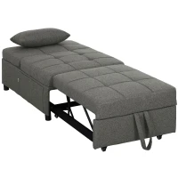 HOMCOM Poltrona Letto 4 in 1 Convertibile in Chaise Longue e Poggiapiedi con Sistema Clic Clac, Grigio(m-10)